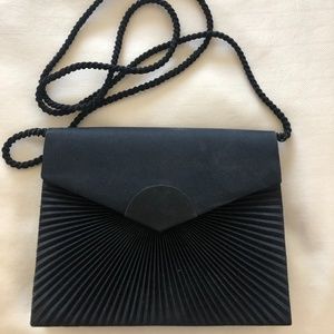 black satin pleated shoulder bag